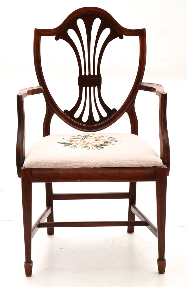 Set of Six Hepplewhite Style Dining Chairs