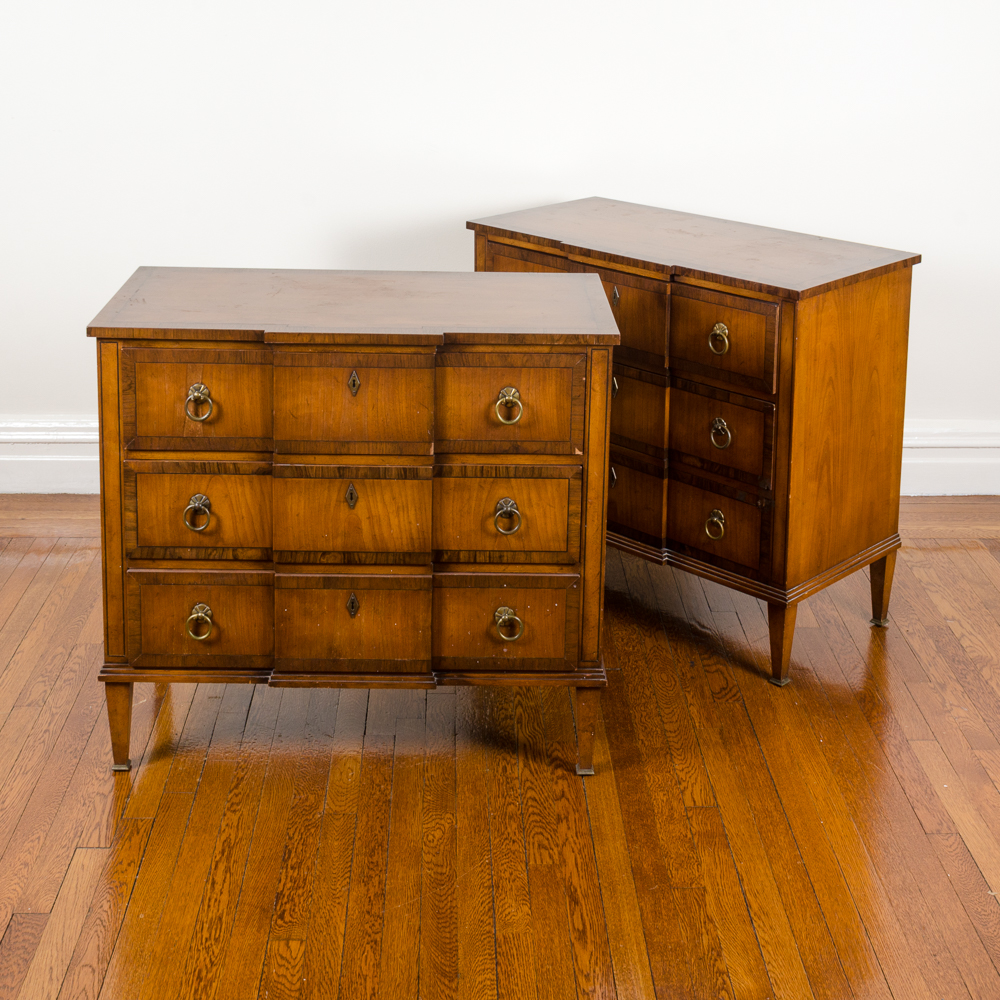 Vintage Walnut Block Front Chests of Drawers by Old Colony Furniture Company