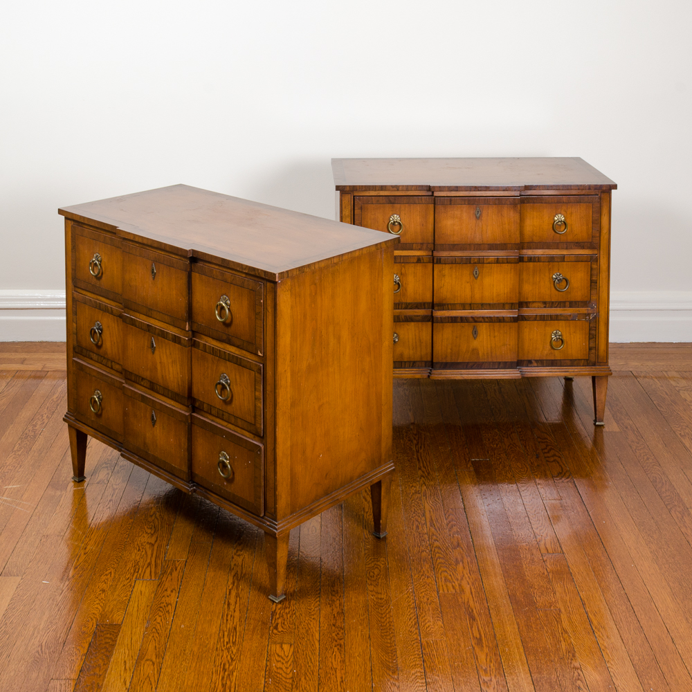 Vintage Walnut Block Front Chests of Drawers by Old Colony Furniture Company