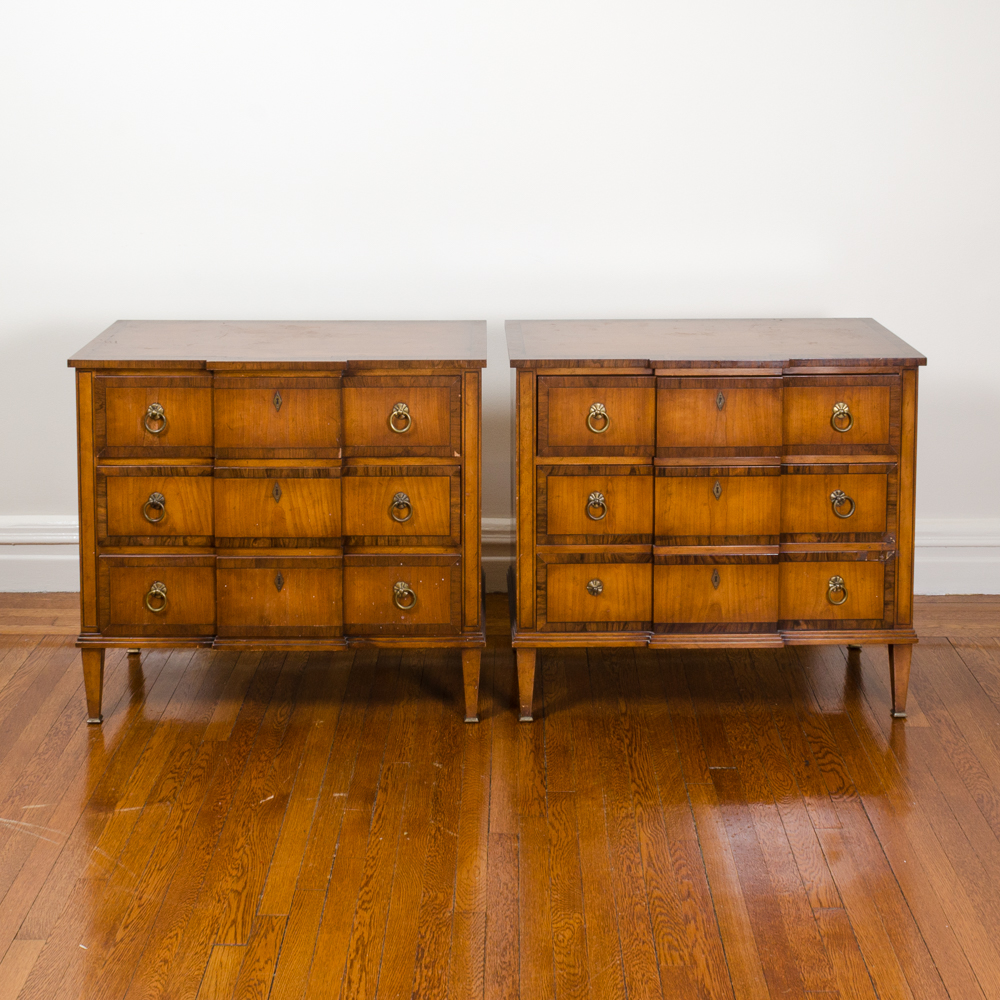 Vintage Walnut Block Front Chests of Drawers by Old Colony Furniture Company