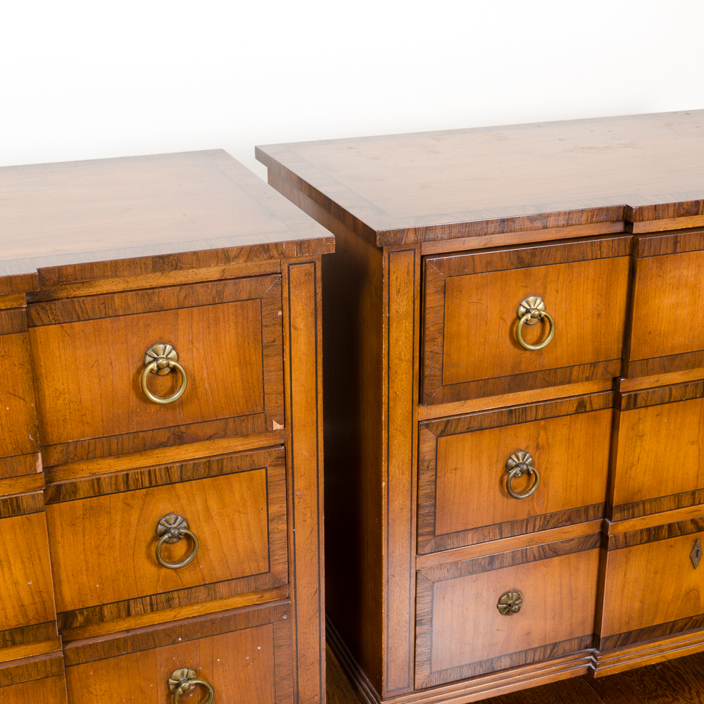 Vintage Walnut Block Front Chests of Drawers by Old Colony Furniture Company