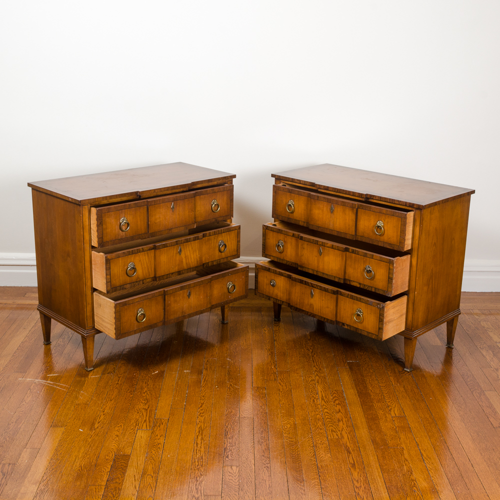 Vintage Walnut Block Front Chests of Drawers by Old Colony Furniture Company