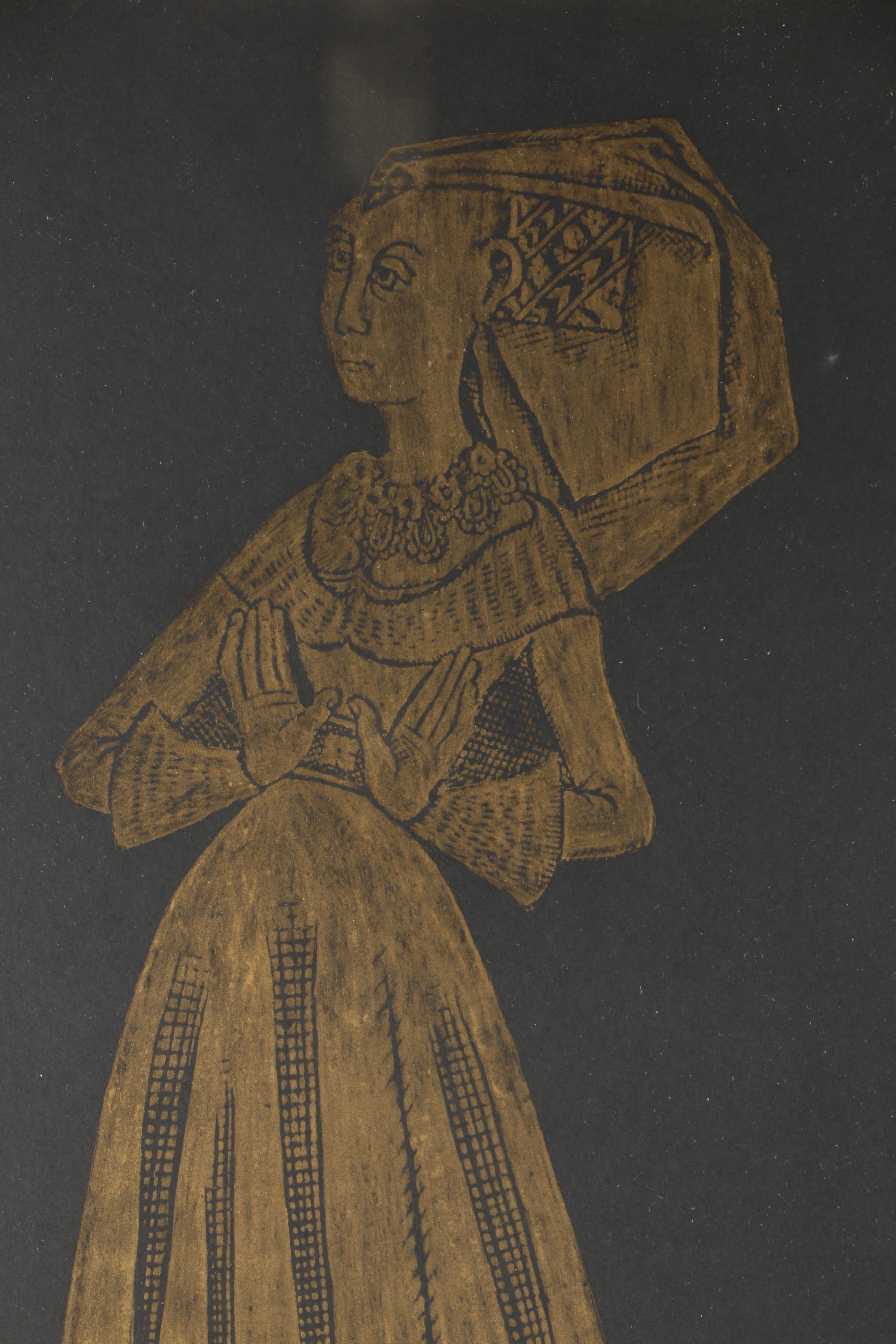 Woodblock After Original Tomb Rubbing "Margaret Francis Peyton, Isleham, Cambrdigeshire - 1484"