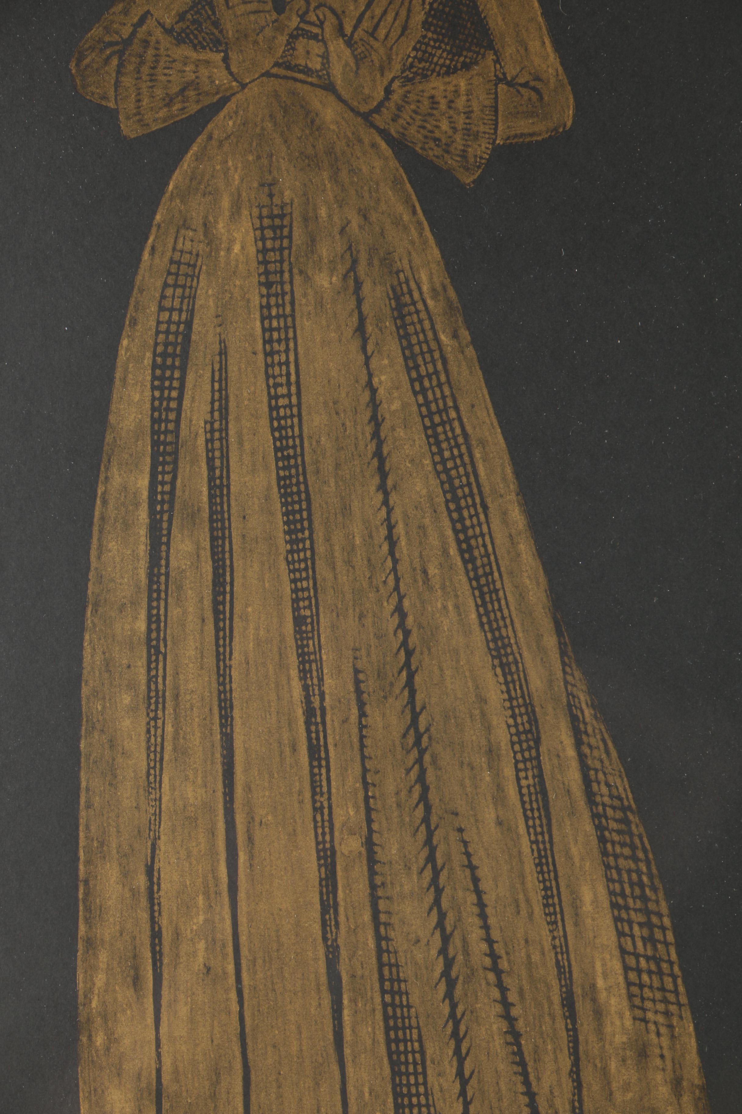 Woodblock After Original Tomb Rubbing "Margaret Francis Peyton, Isleham, Cambrdigeshire - 1484"