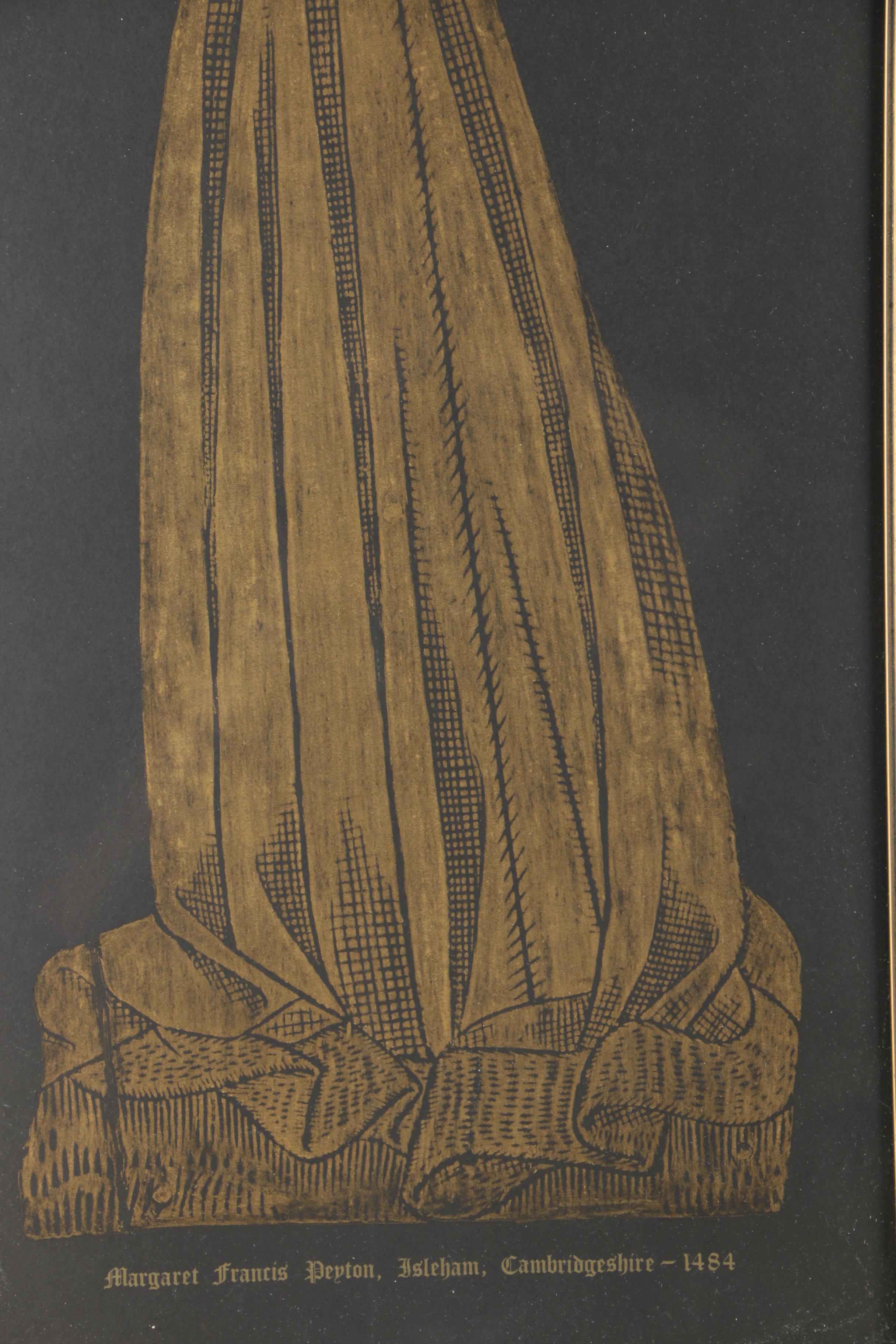 Woodblock After Original Tomb Rubbing "Margaret Francis Peyton, Isleham, Cambrdigeshire - 1484"