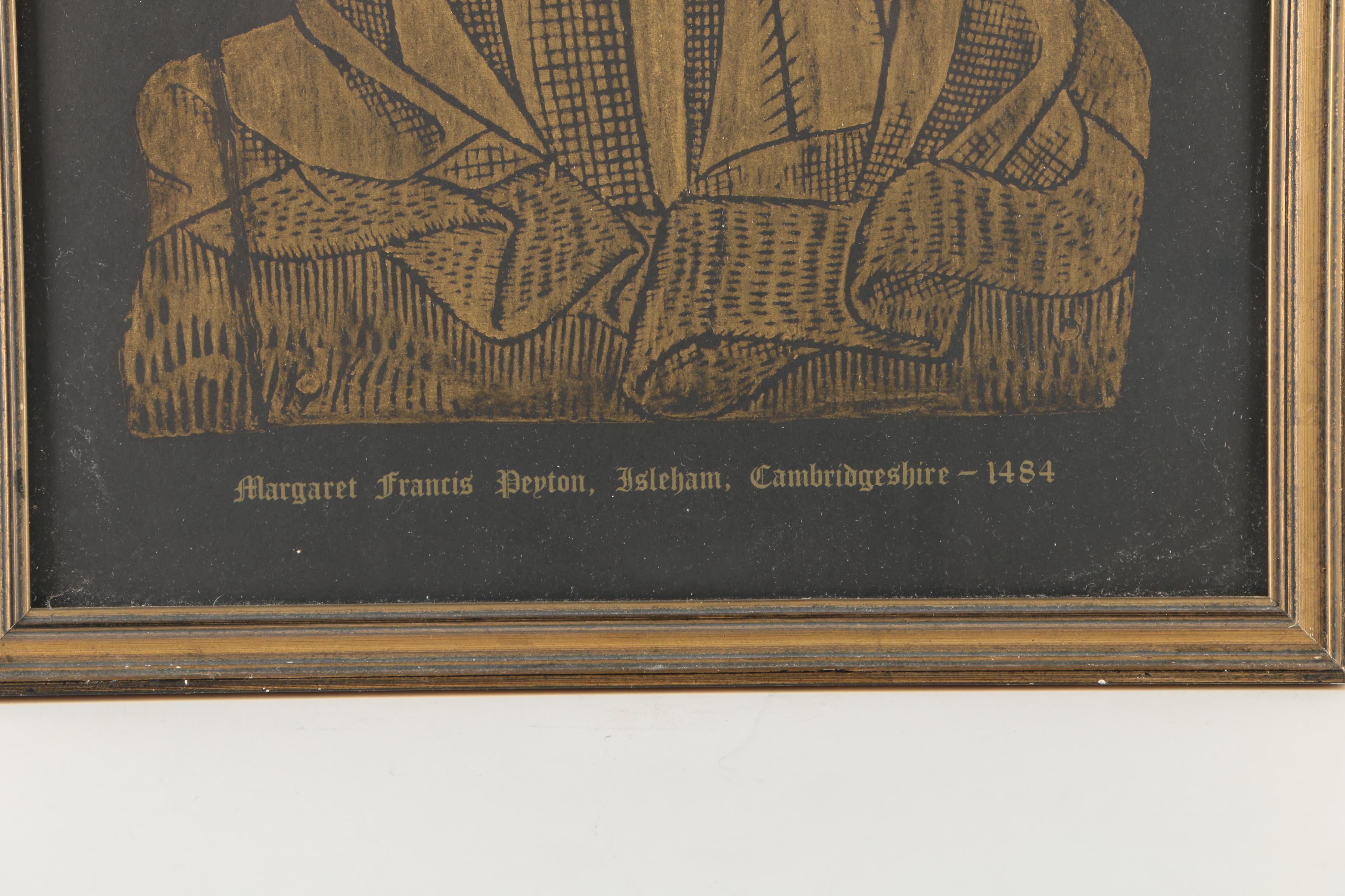 Woodblock After Original Tomb Rubbing "Margaret Francis Peyton, Isleham, Cambrdigeshire - 1484"