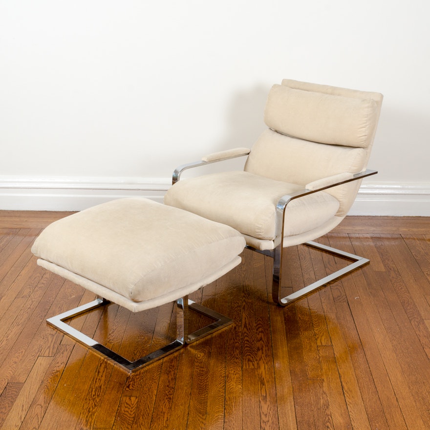 Modern Cantilever Arm Chair With Ottoman