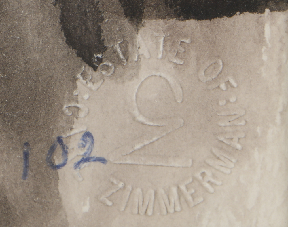 Carl Zimmerman Watercolor Painting on Paper of Abstract Figures