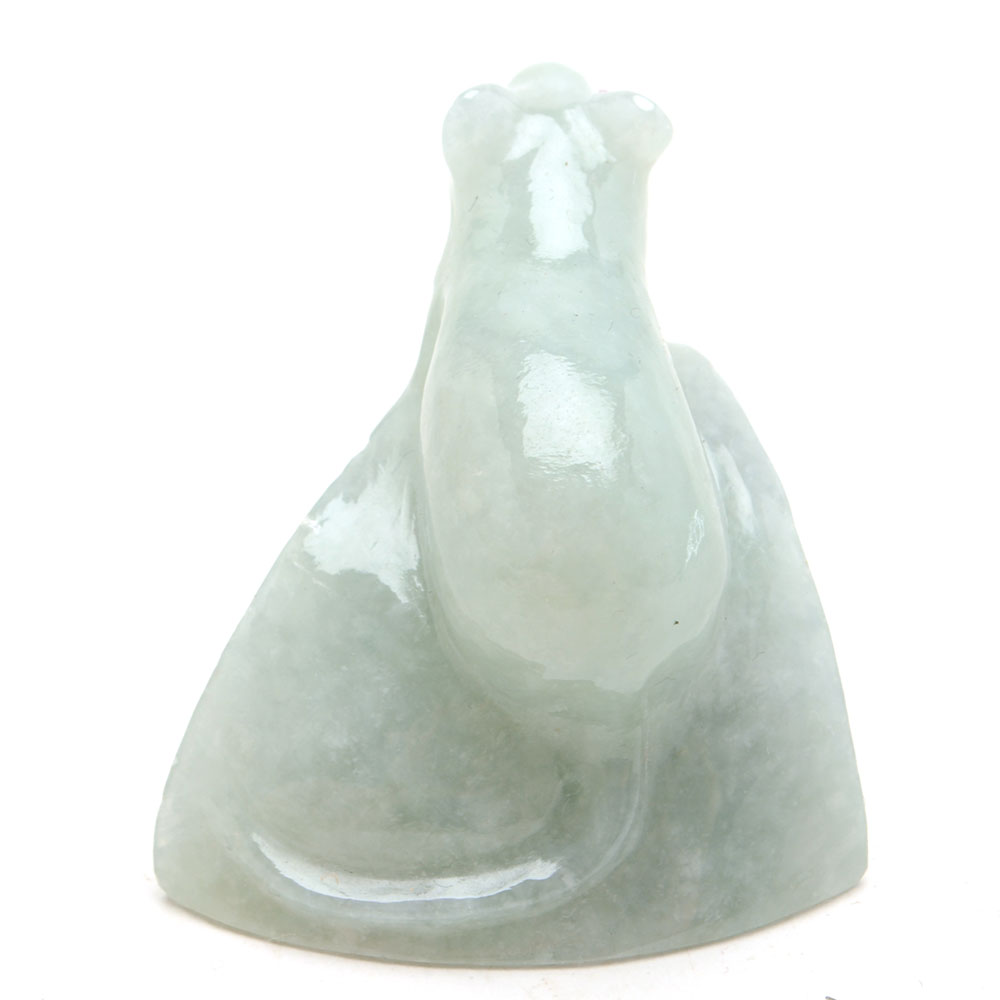 Carved Jadeite Rat with Cheese Figurine with Ruby Eyes