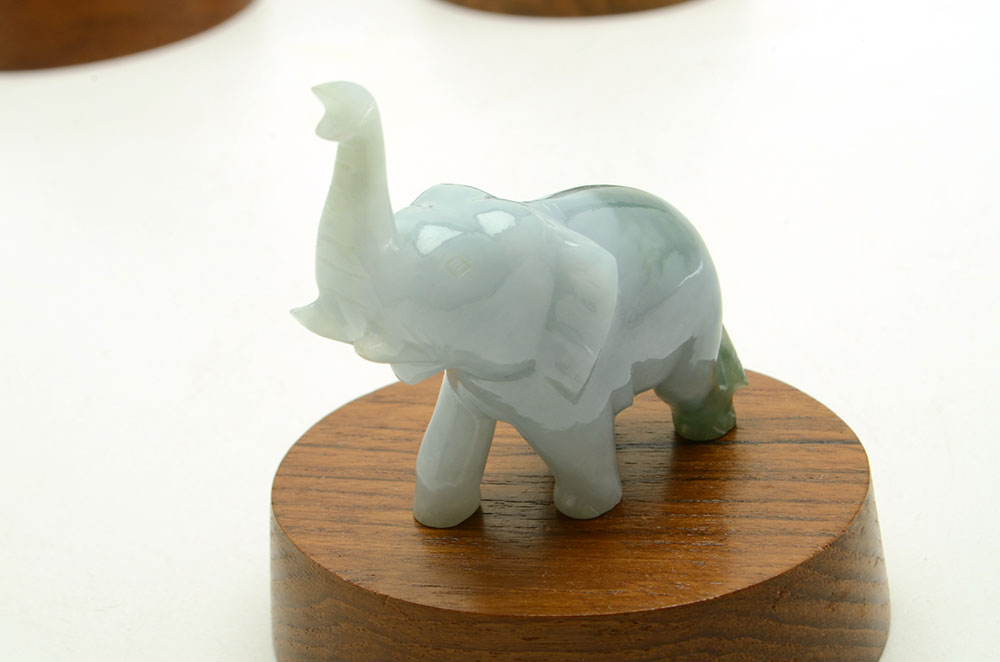 Set of Three Carved Jadeite Elephant Figurines