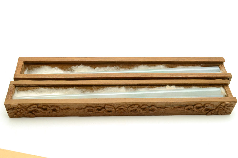 Four Carved Jadeite Chop Sticks with Jadeite Goldfish Rests