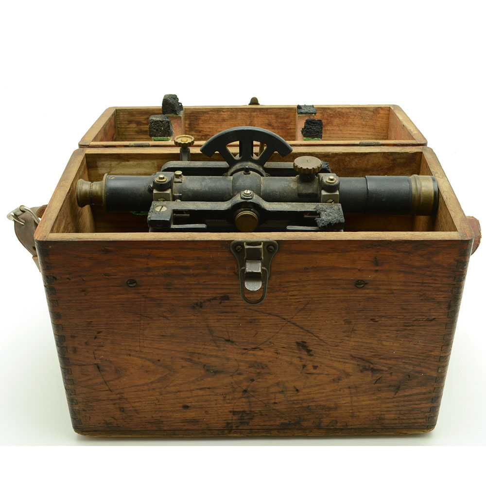 "David White Company" Surveyor's Transit in Oak Box