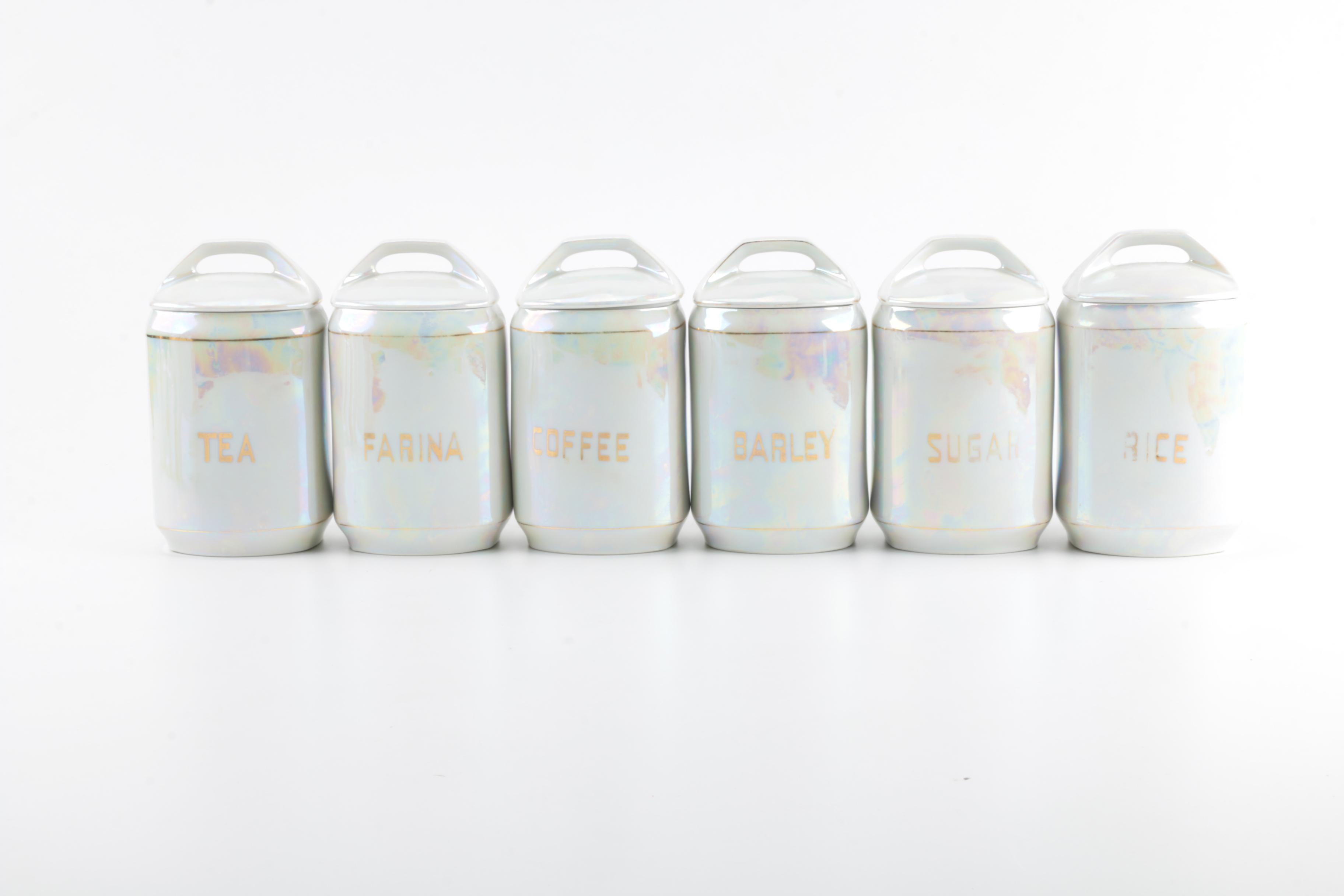 1920s Czech Lusterware Porcelain Canister Set