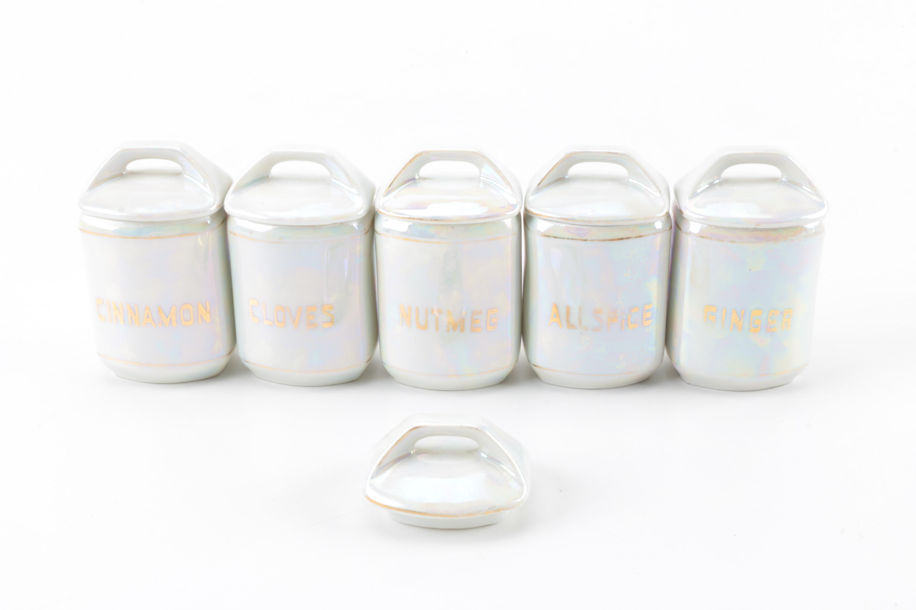 1920s Czech Lusterware Porcelain Canister Set