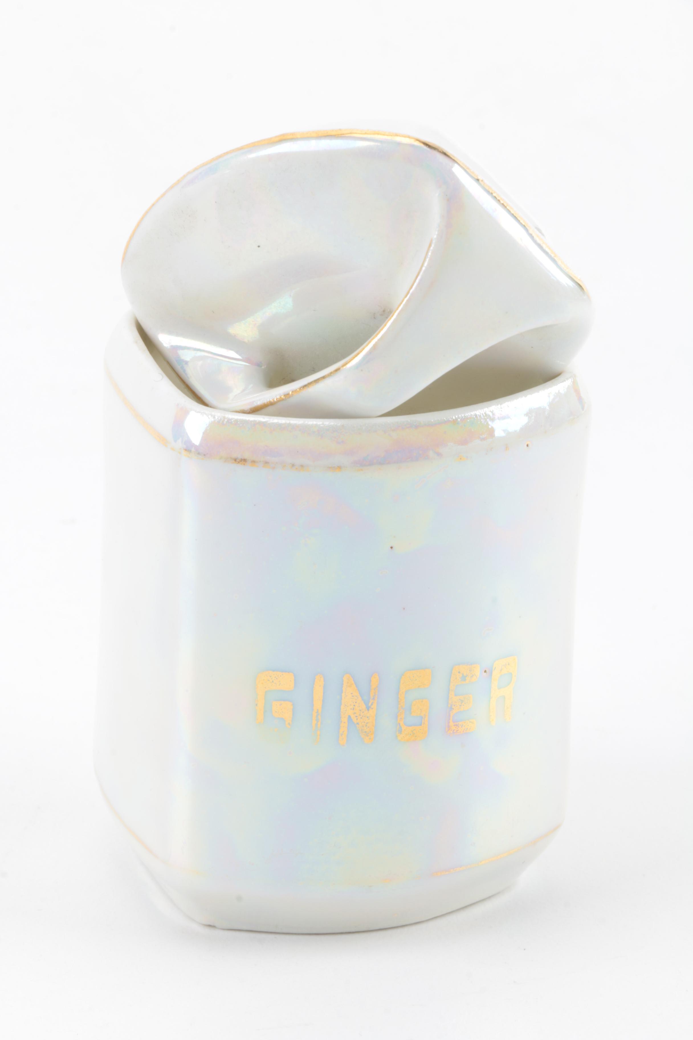 1920s Czech Lusterware Porcelain Canister Set