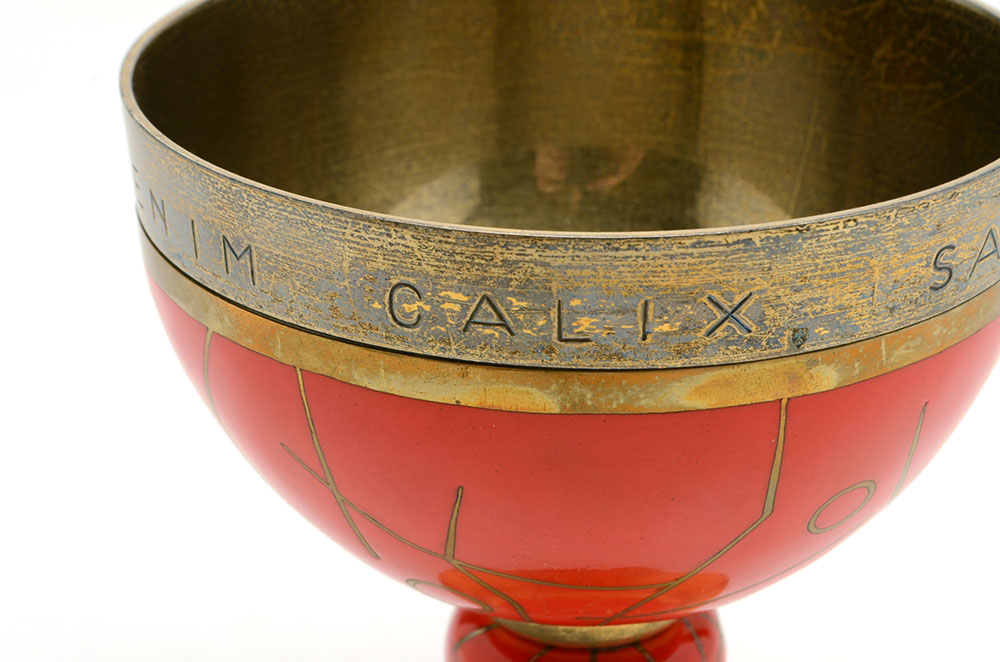 French Enameled Chalice and Holy Water Font