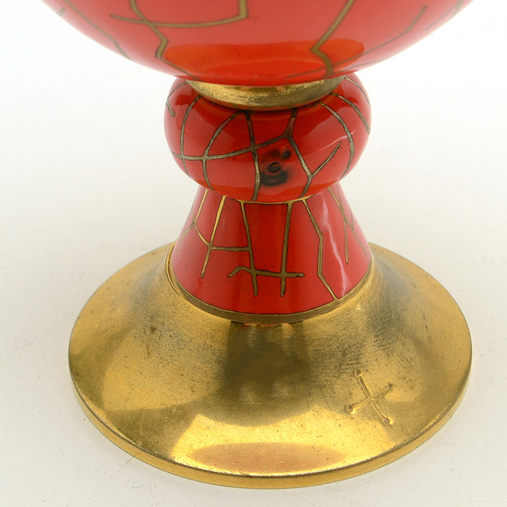 French Enameled Chalice and Holy Water Font