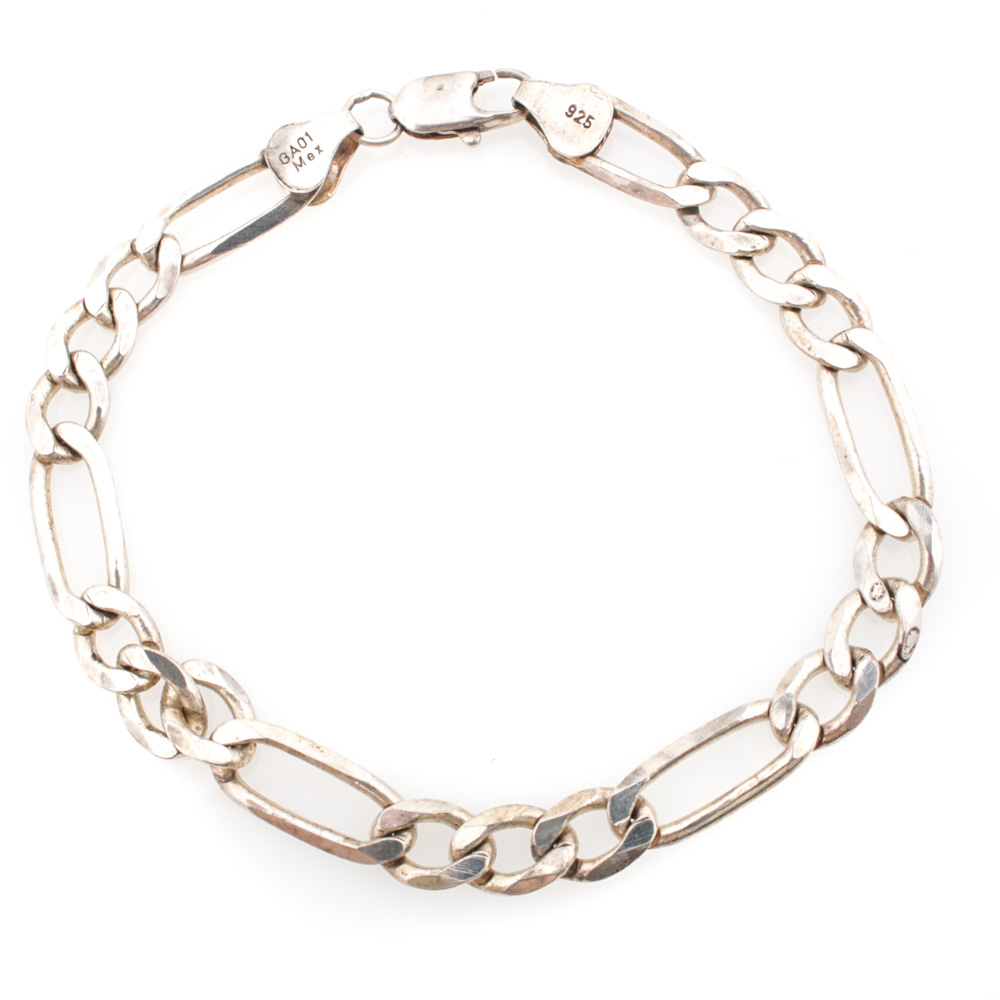 Sterling Silver Figaro Link Bracelet