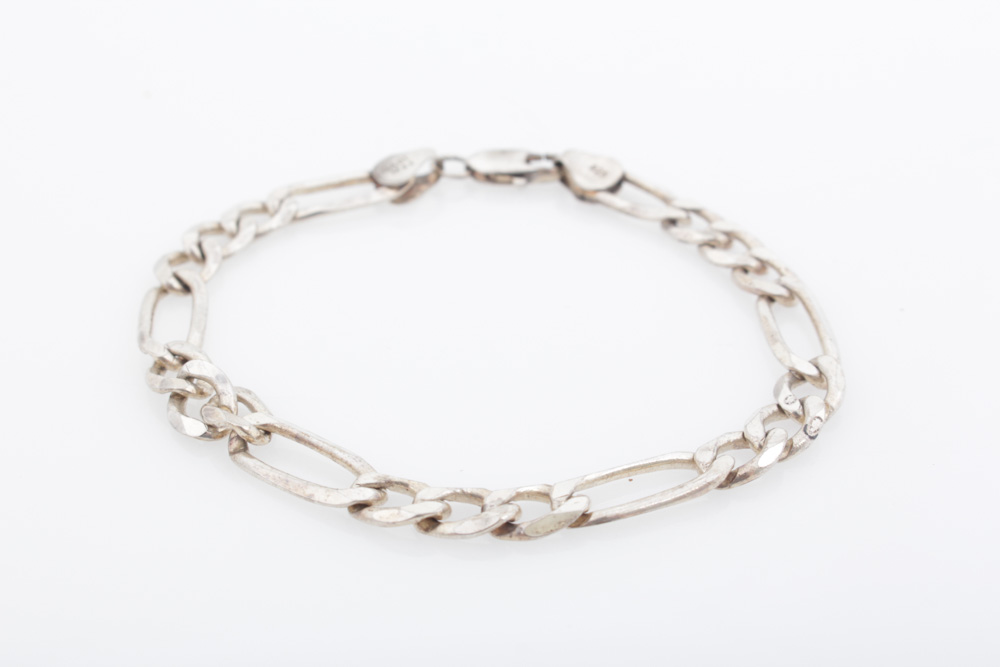 Sterling Silver Figaro Link Bracelet