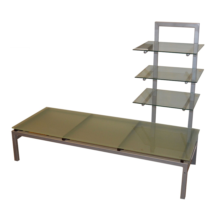 Contemporary Metal and Glass Entertainment Stand