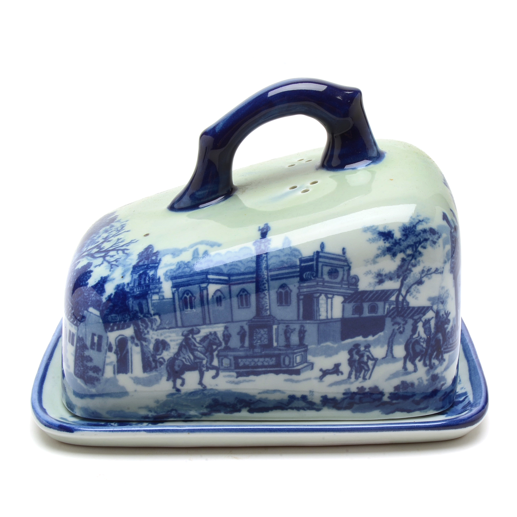Flow Blue Victoria Ware Lidded Cheese Keeper