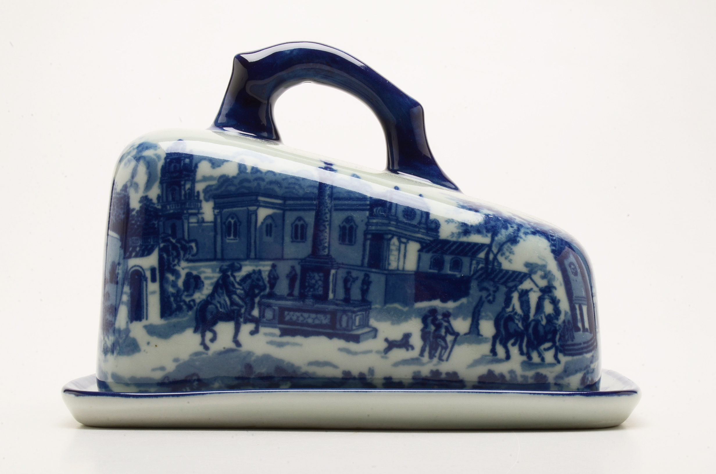 Flow Blue Victoria Ware Lidded Cheese Keeper