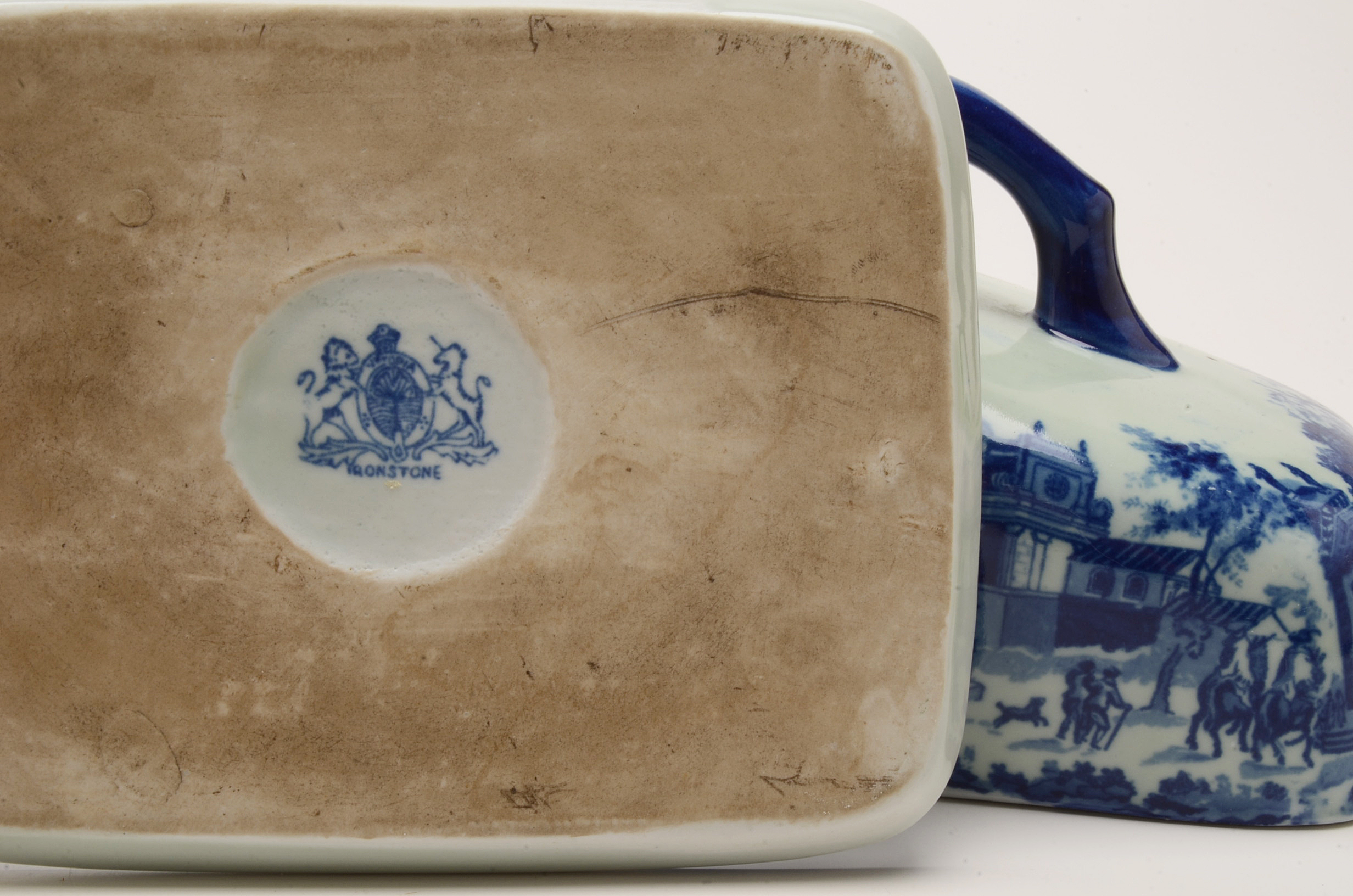 Flow Blue Victoria Ware Lidded Cheese Keeper