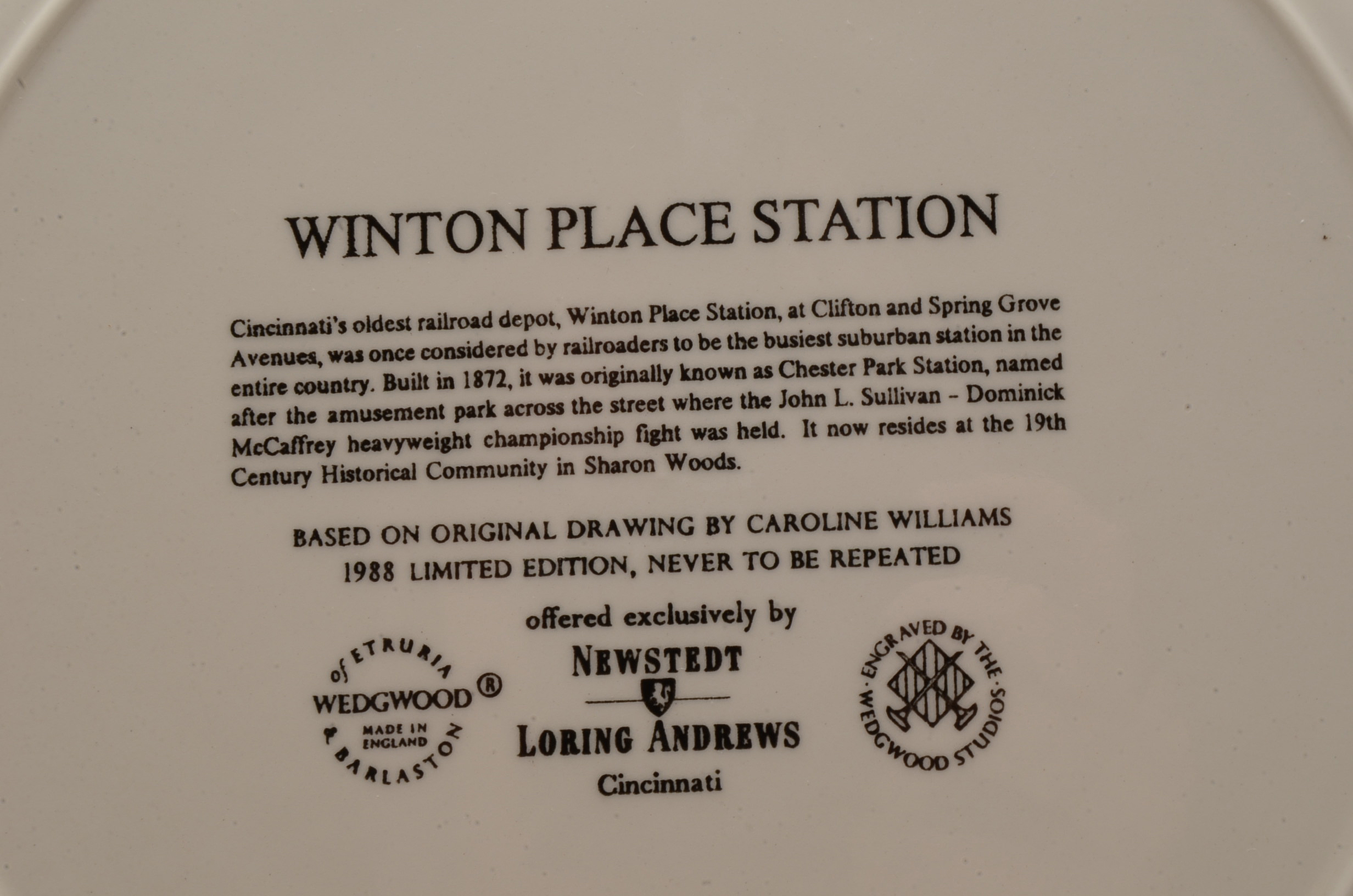 Eight Caroline Williams Collectible Plates of Cincinnati