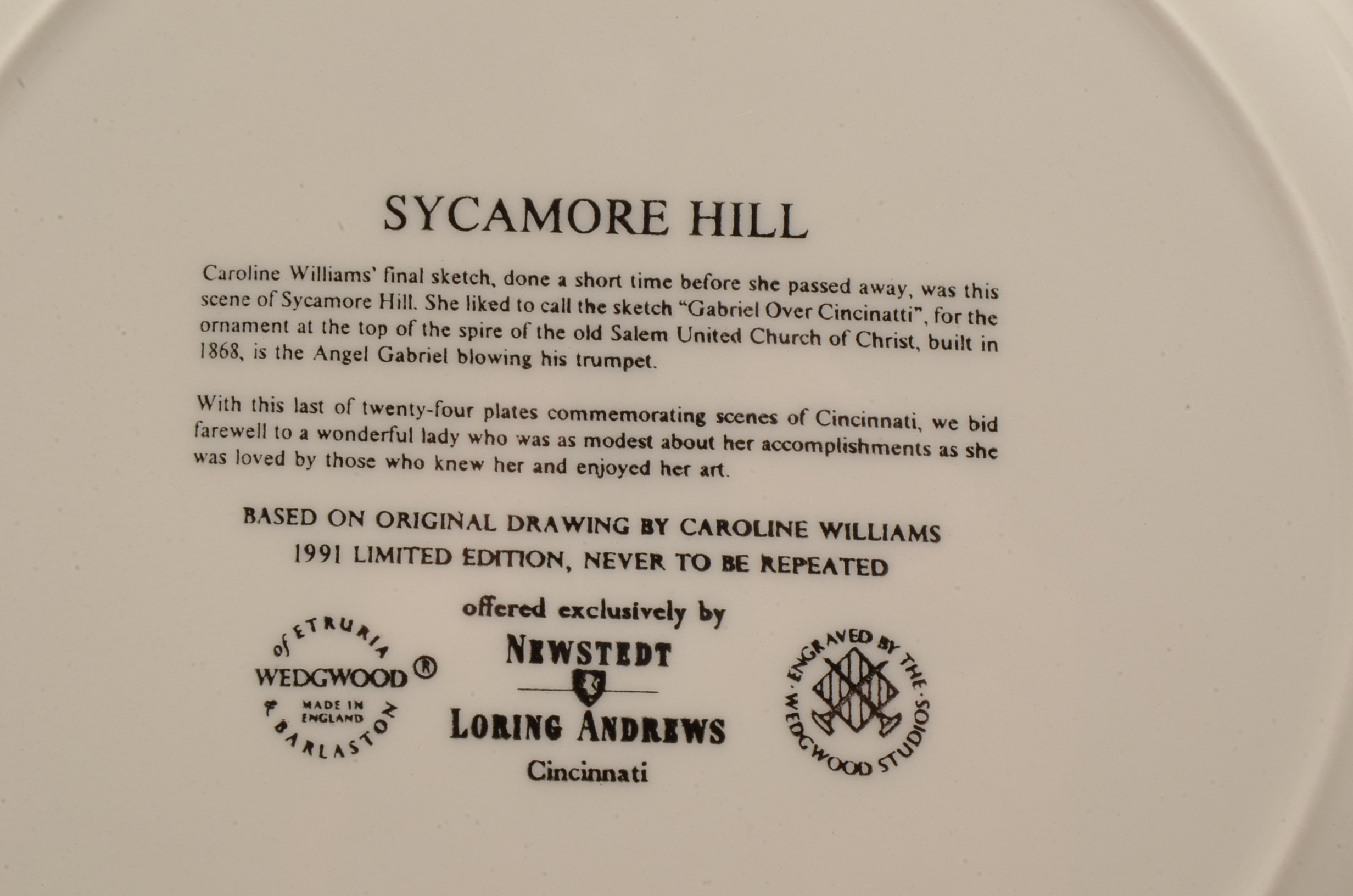 Eight Caroline Williams Collectible Plates of Cincinnati