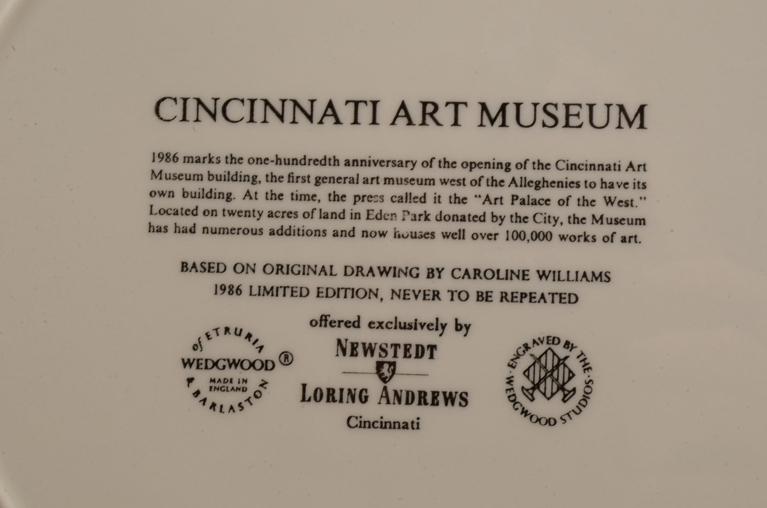 Eight Caroline Williams Collectible Plates of Cincinnati