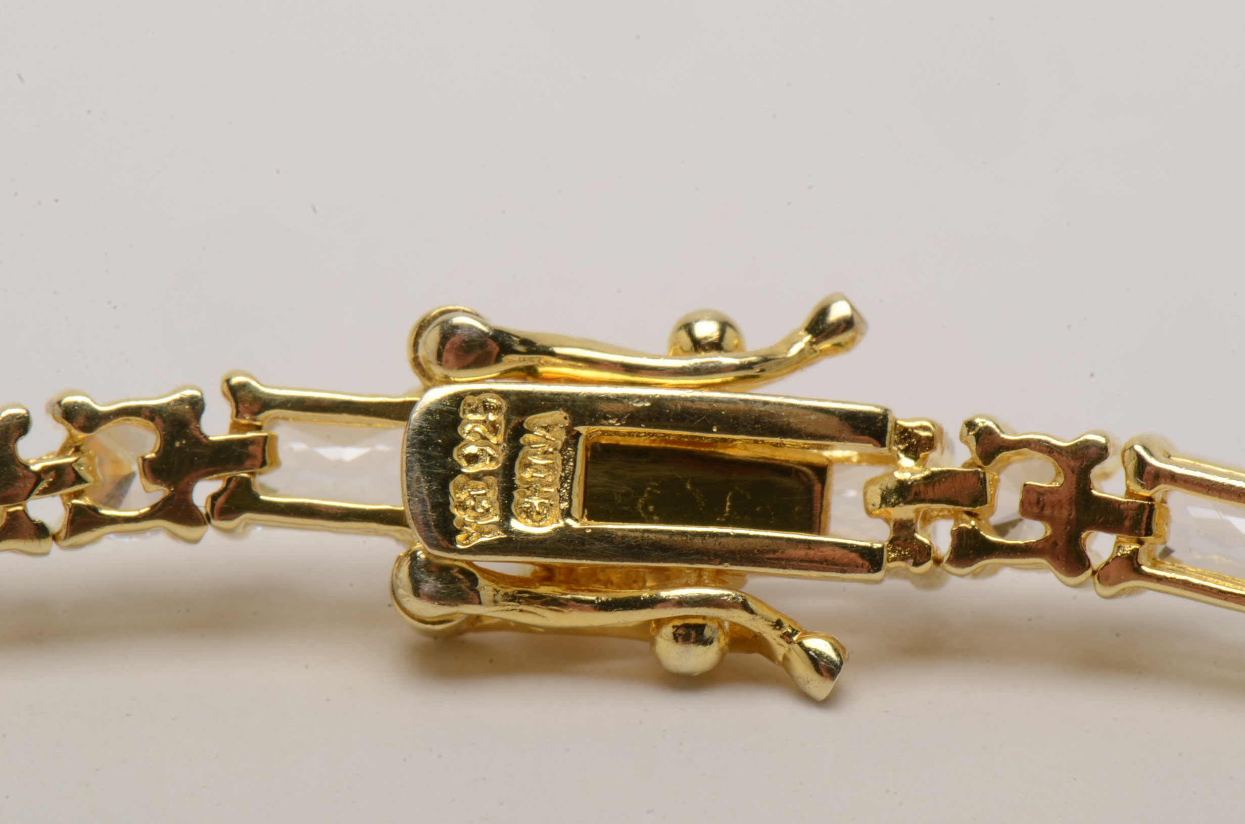 Vermeil Chains with Garnet Earrings and Cubic Zirconia Bracelet