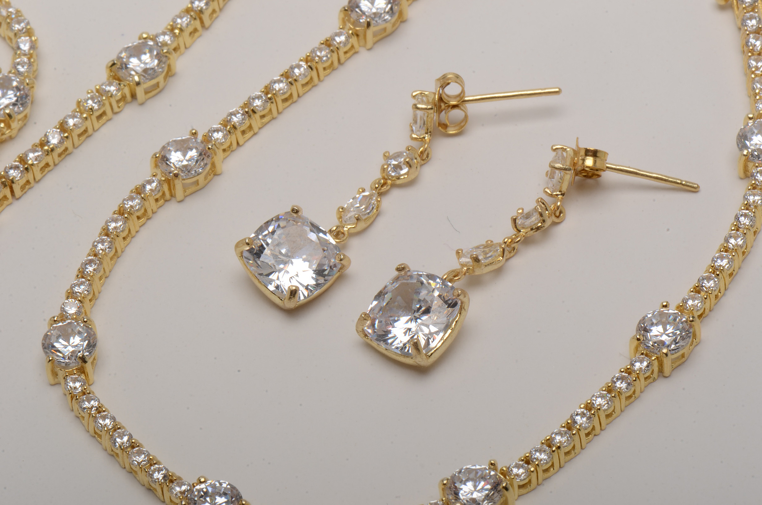 Gold Wash Sterling and Cubic Zirconia Jewelry