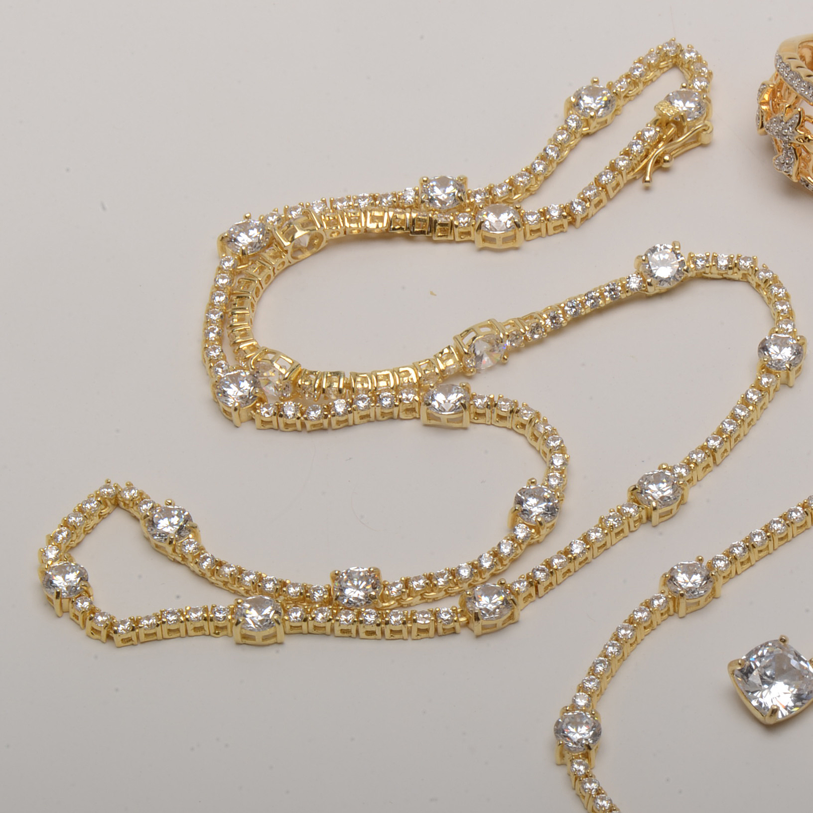 Gold Wash Sterling and Cubic Zirconia Jewelry