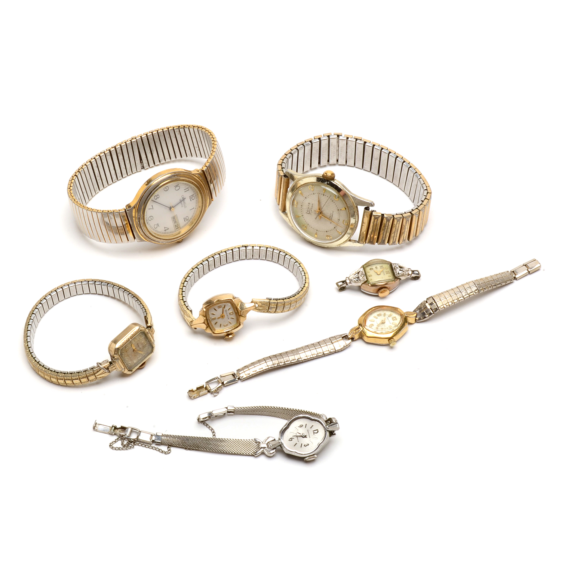 Collection of Vintage Watches With Gruen, Louis and Caravelle