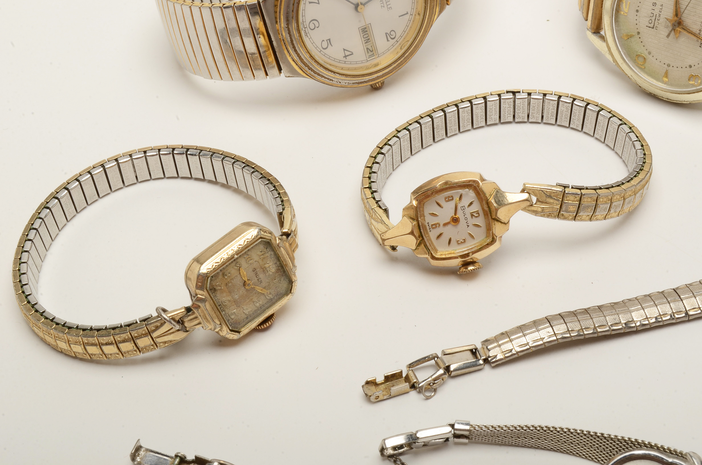 Collection of Vintage Watches With Gruen, Louis and Caravelle