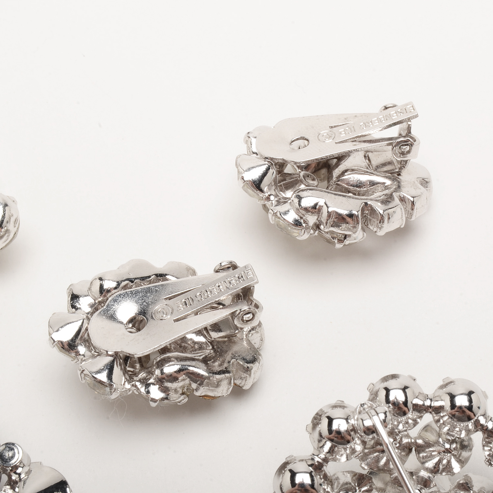 Mid Century Eisenberg Ice Brooches and Earrings