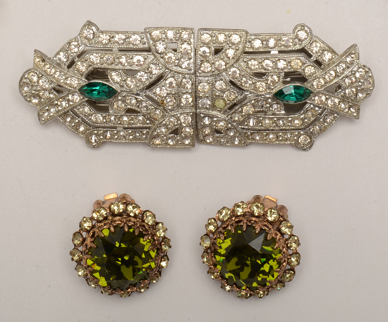 Vintage Rhinestone Costume Jewelry with Shoe Clip Brooch