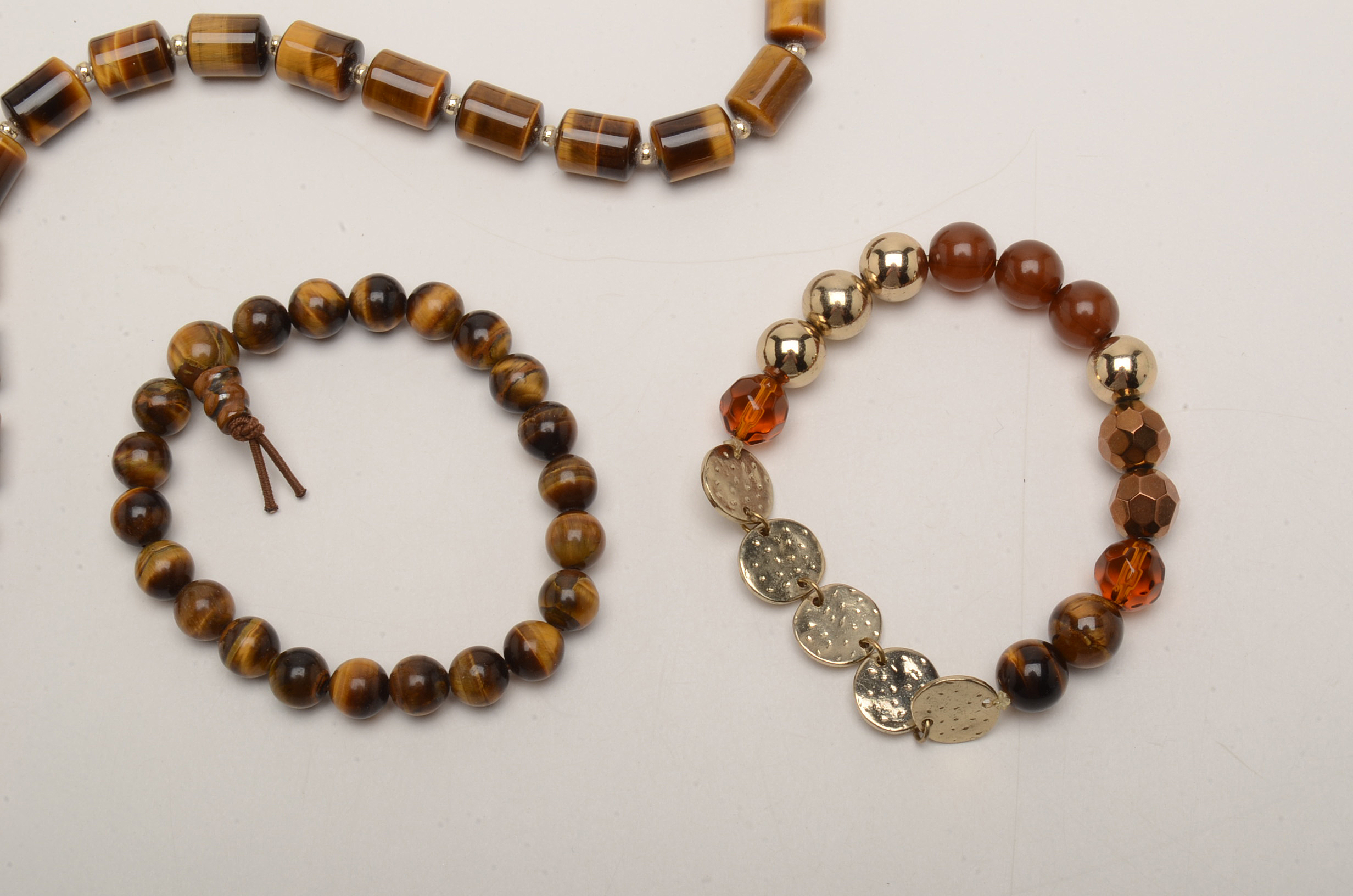 Tiger's Eye Beaded Necklace and Bracelets