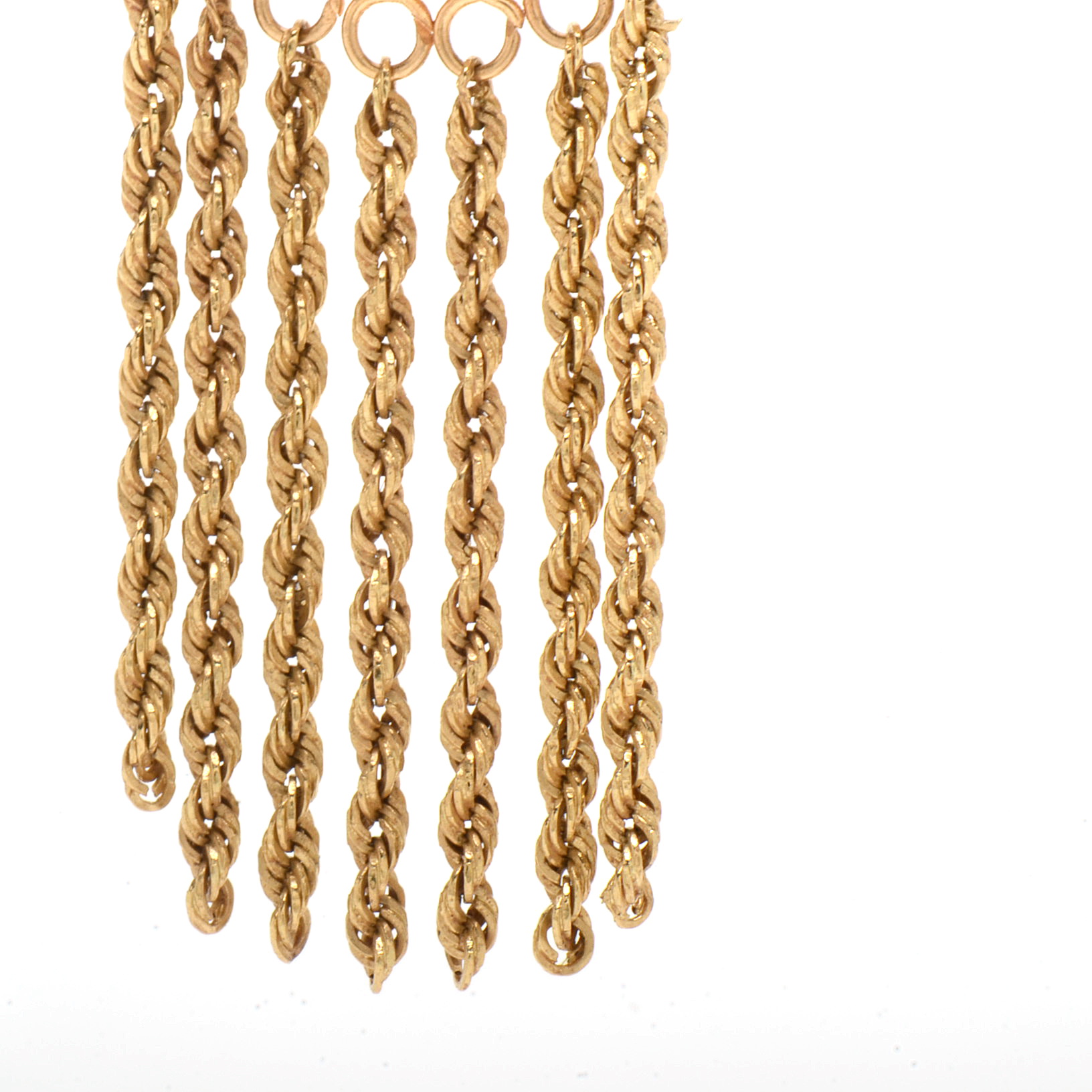 14K Yellow Gold Hoop and Tassel Earrings