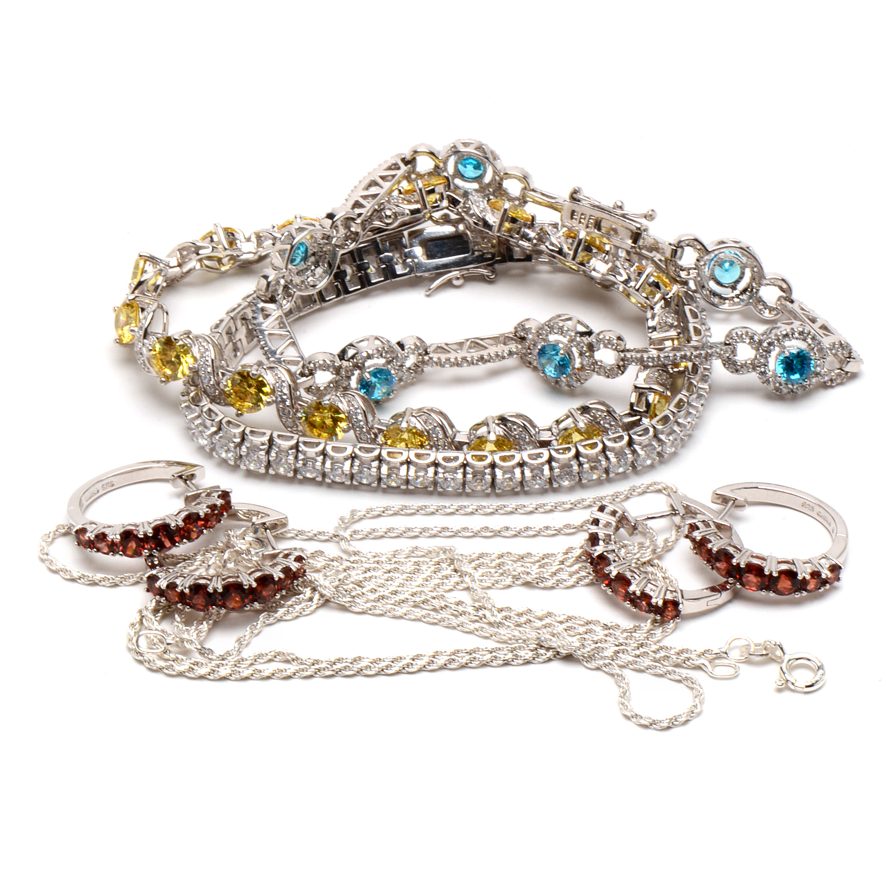 Sterling Jewelry Featuring Colorful Cubic Zirconia