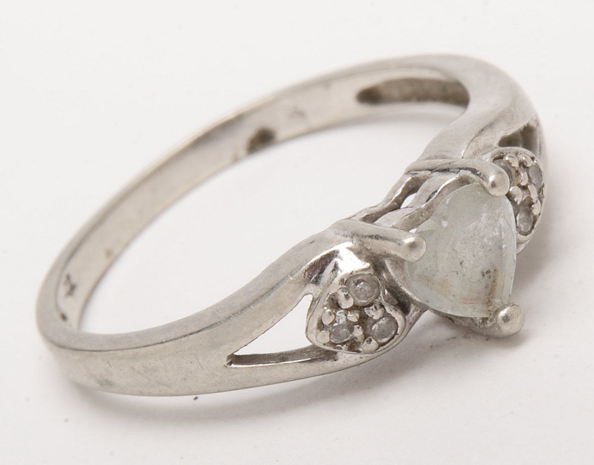 Wing & King Cowhide Cuff and 10K White Gold Cubic Zirconia Ring