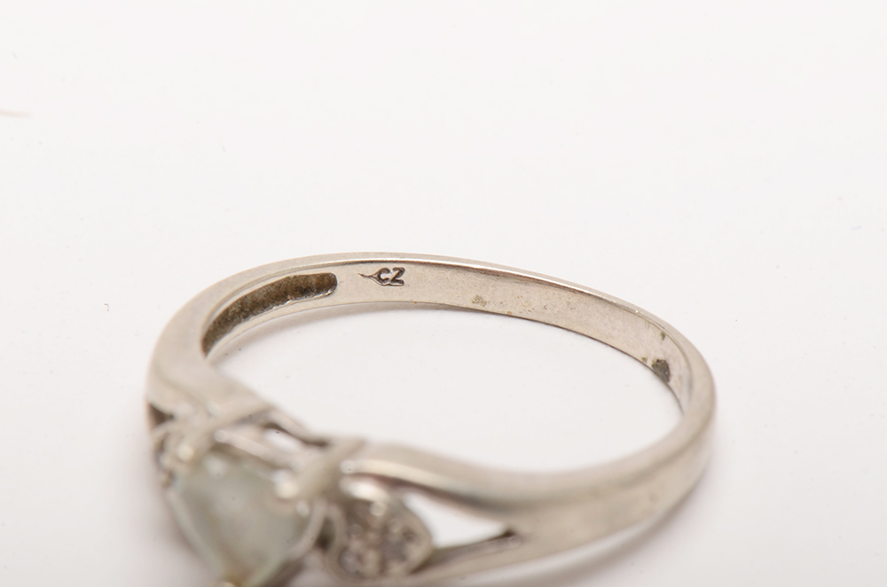 Wing & King Cowhide Cuff and 10K White Gold Cubic Zirconia Ring