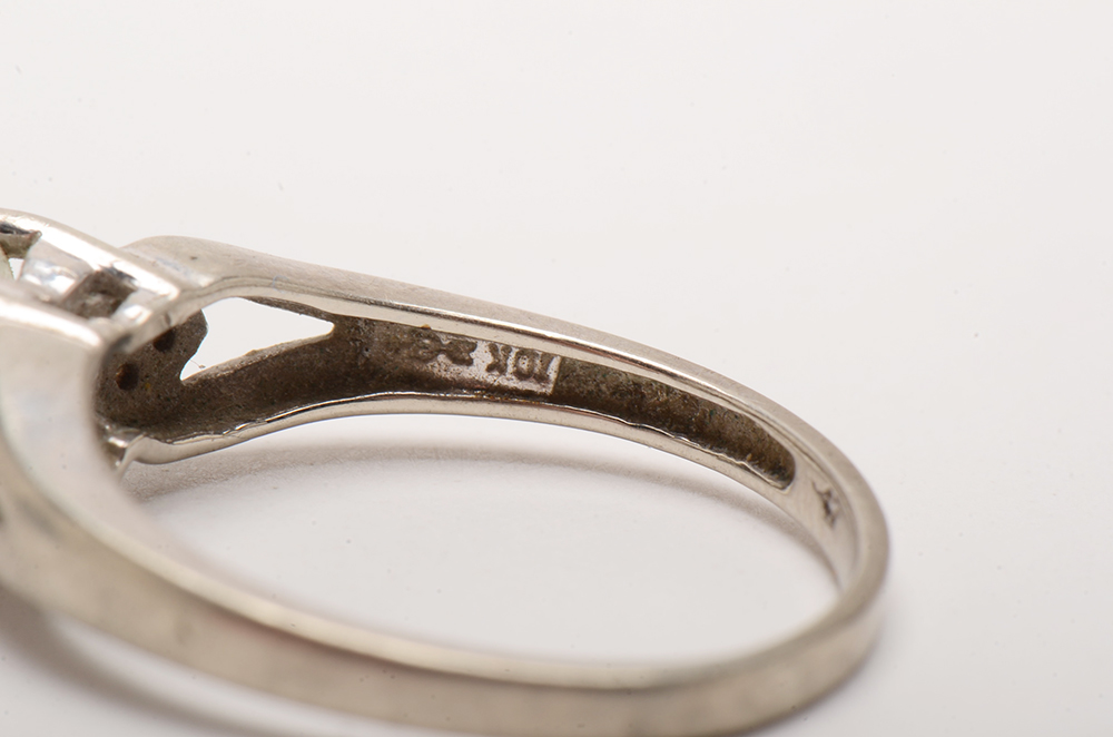 Wing & King Cowhide Cuff and 10K White Gold Cubic Zirconia Ring