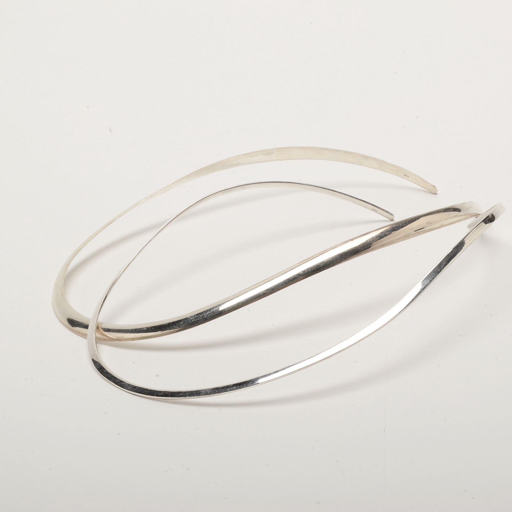 Sterling Collar Necklaces with Agate and Onyx Pendants