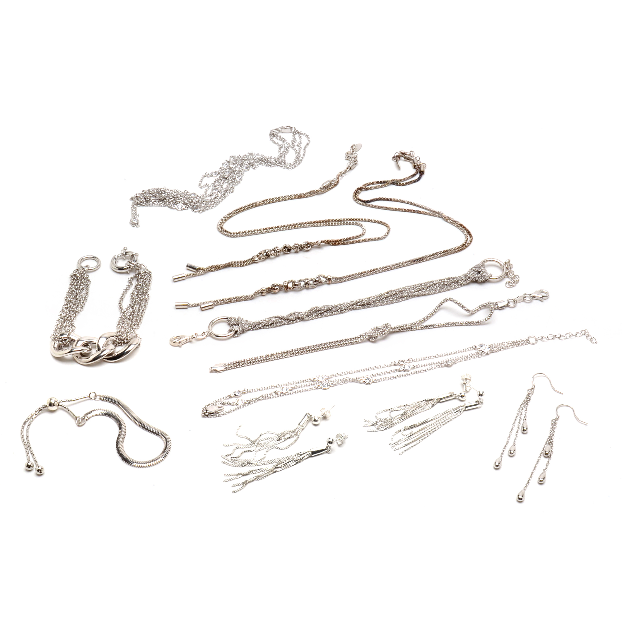 Sterling Silver Fine Chain Necklaces, Bracelets and Earrings