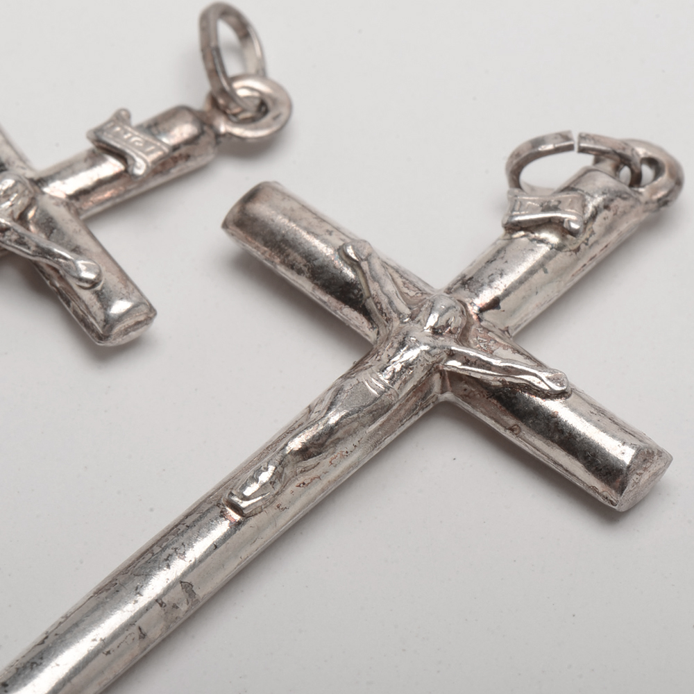 Sterling Silver Snake Chain and Cords With Cross Pendants