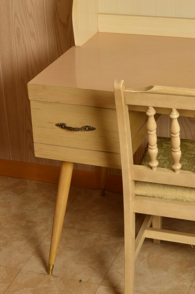 Mid-Century Desk With Hutch and Chair
