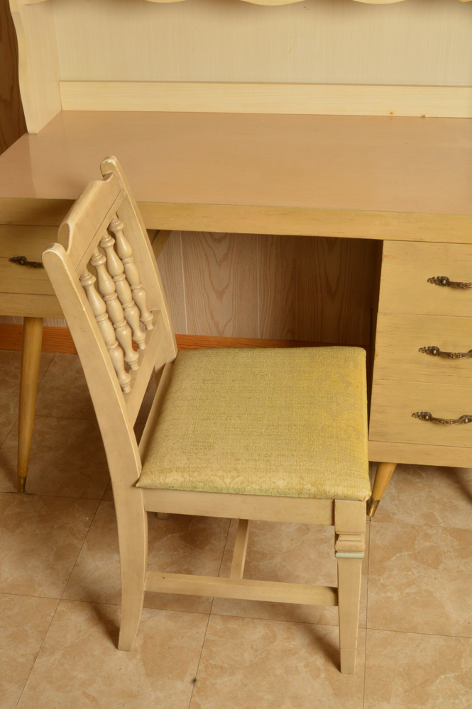 Mid-Century Desk With Hutch and Chair