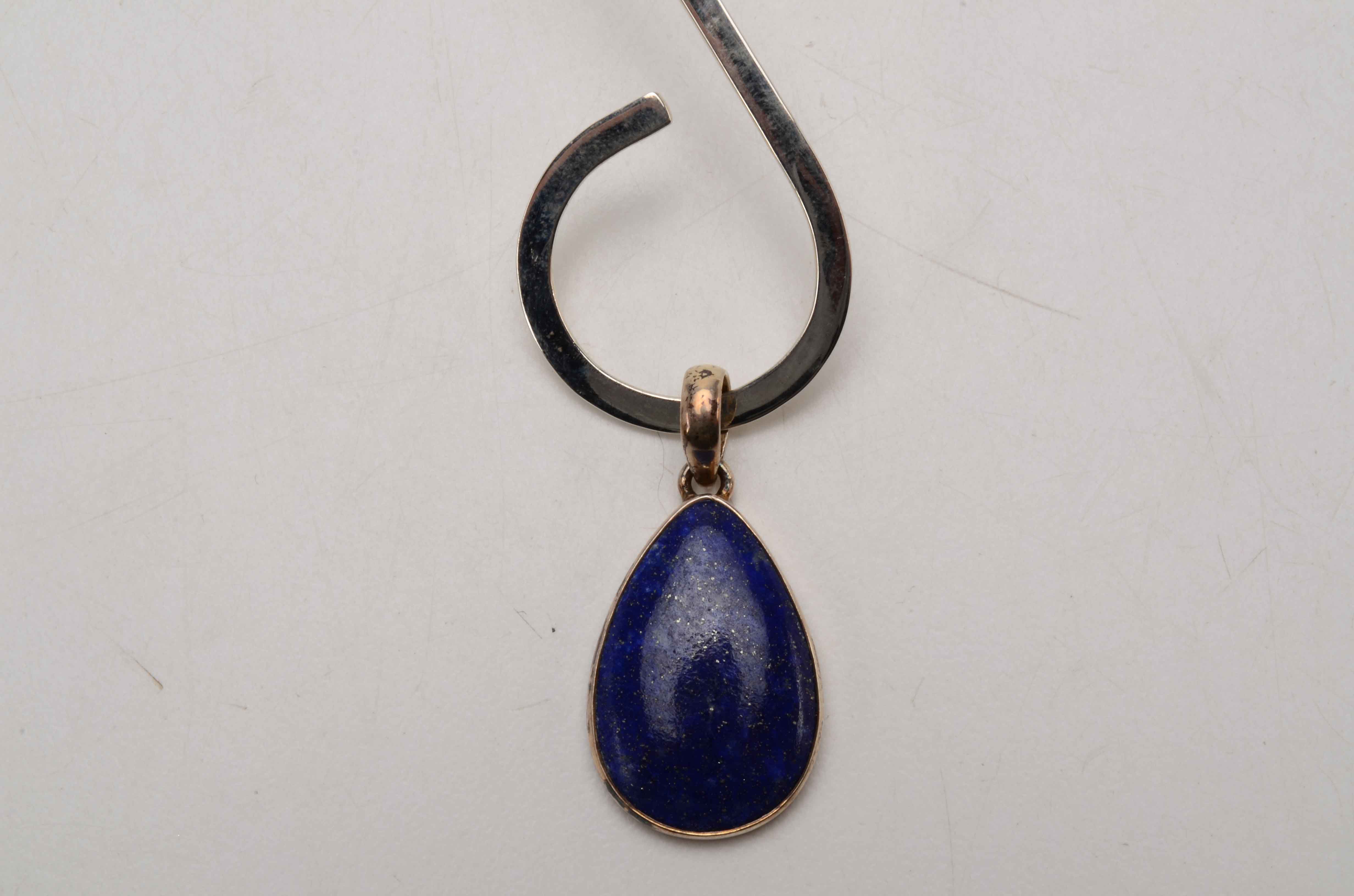 Sterling Bracelet and Collar, Lapis Lazuli Earrings and Pendant