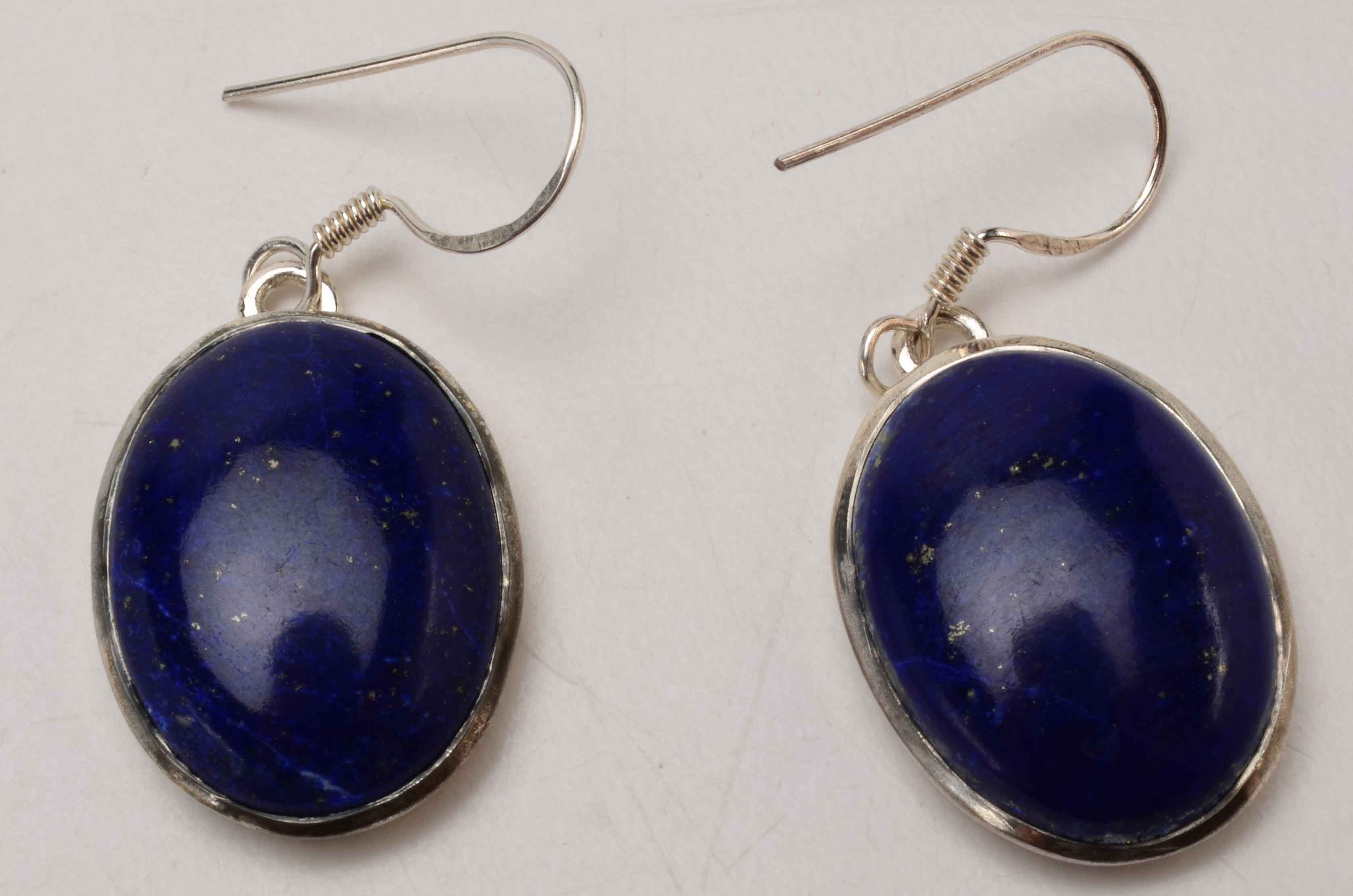 Sterling Bracelet and Collar, Lapis Lazuli Earrings and Pendant